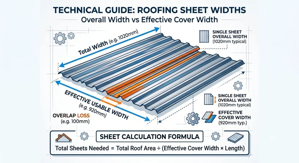 Guide to overall width versus effective cover width and sheet calculation for nalidar roofing sheets
