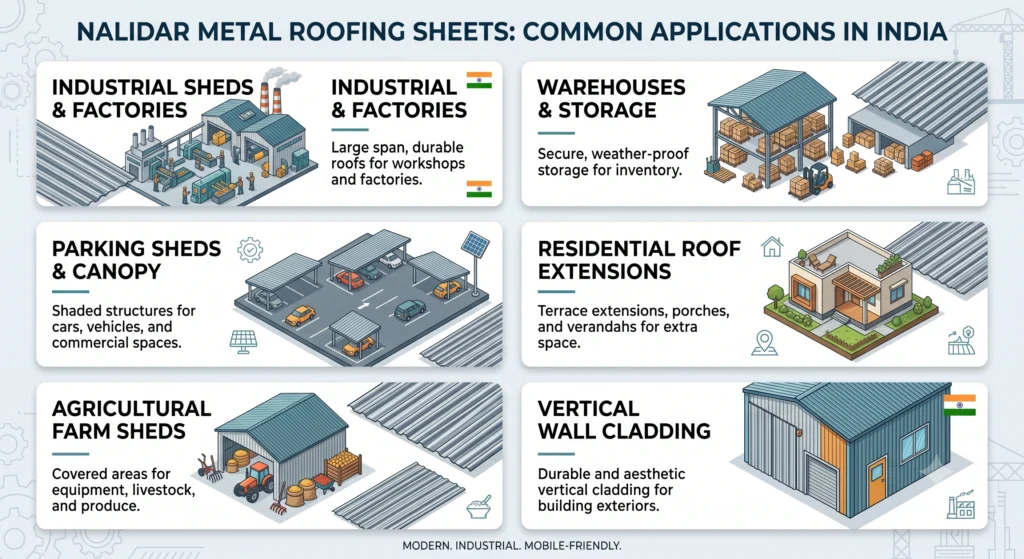 Common applications of Nalidar and metal roofing sheets in construction and fabricationCommon applications of Nalidar and metal roofing sheets in construction and fabrication