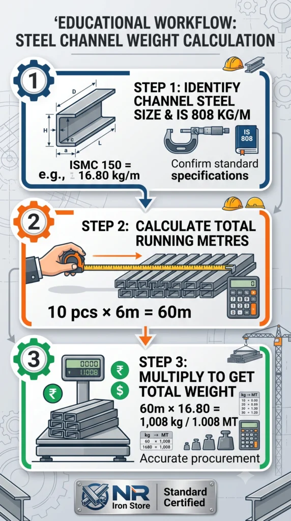 How to calculate MS Channel weight step by step formula and structural estimation guide